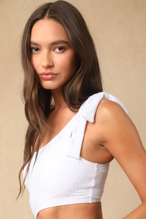 Darielle White Eyelet Embroidered Cutout One-Piece
