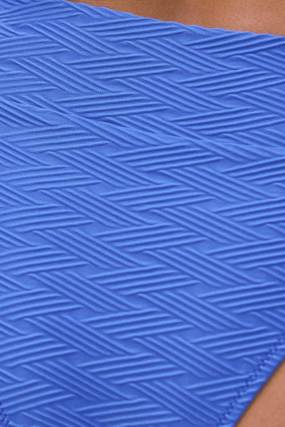 Maldives Blue Ribbed High-Rise High Cut Bikini Bottom