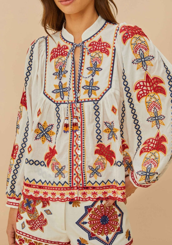 Marys Tiles Embroidered Blouse