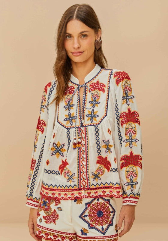 Marys Tiles Embroidered Blouse