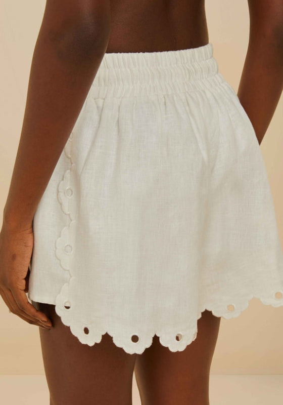 Off-White Flowers Richelieu Linen Shorts