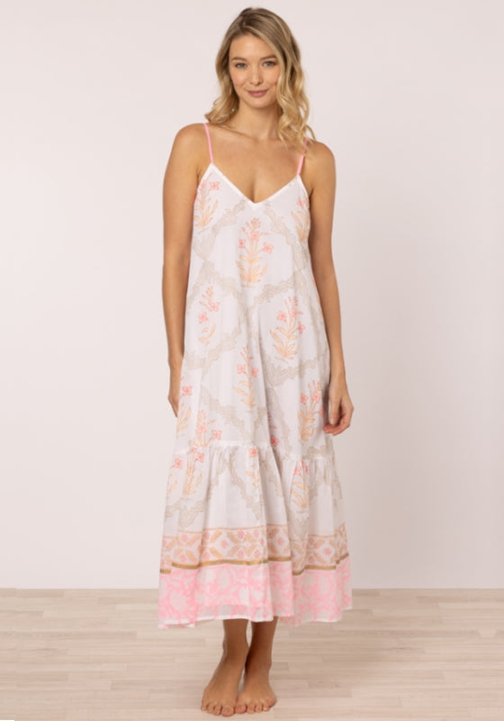 Cage Block Midi Dress Pink Grapefruit