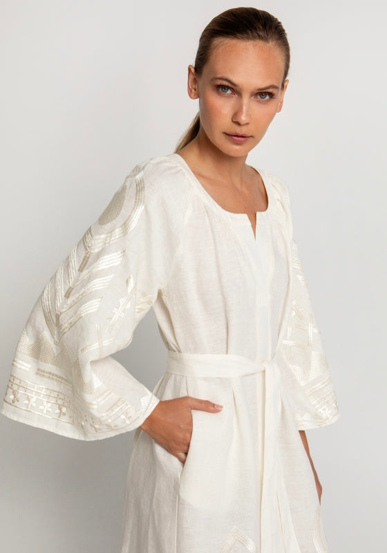 Feather Midi Dress Natural