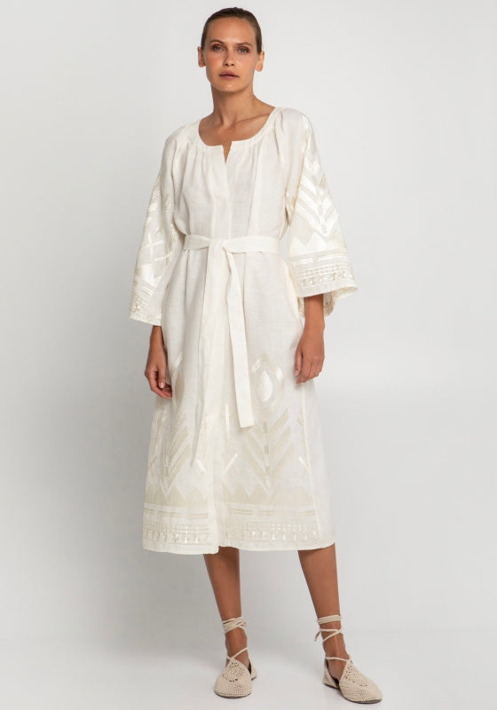 Feather Midi Dress Natural