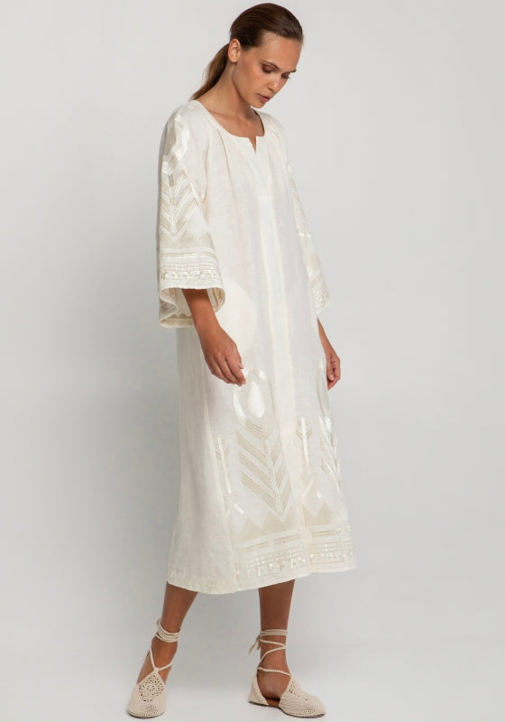 Feather Midi Dress Natural