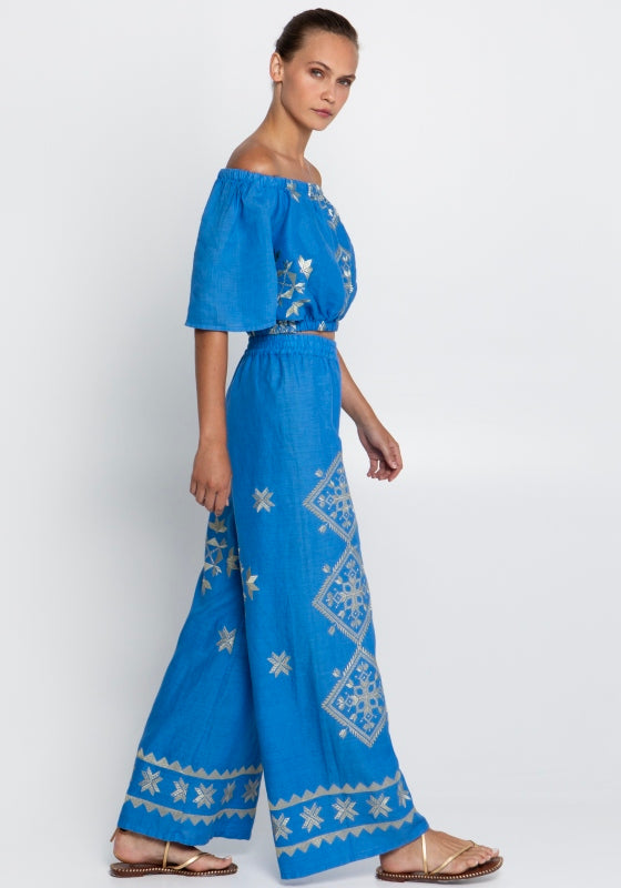Lefkada Embroidered Trousers Blue