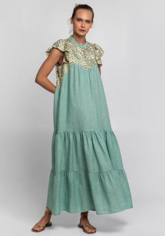 Triangle Ruffle Maxi Dress Sea Green