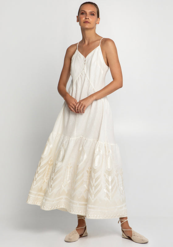 Feather Strappy Maxi Dress