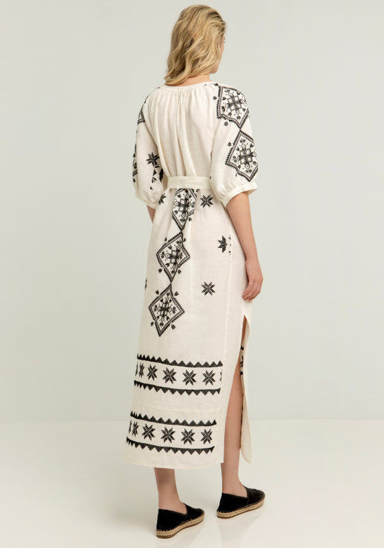 Lefkada Belted Midi Dress Natural