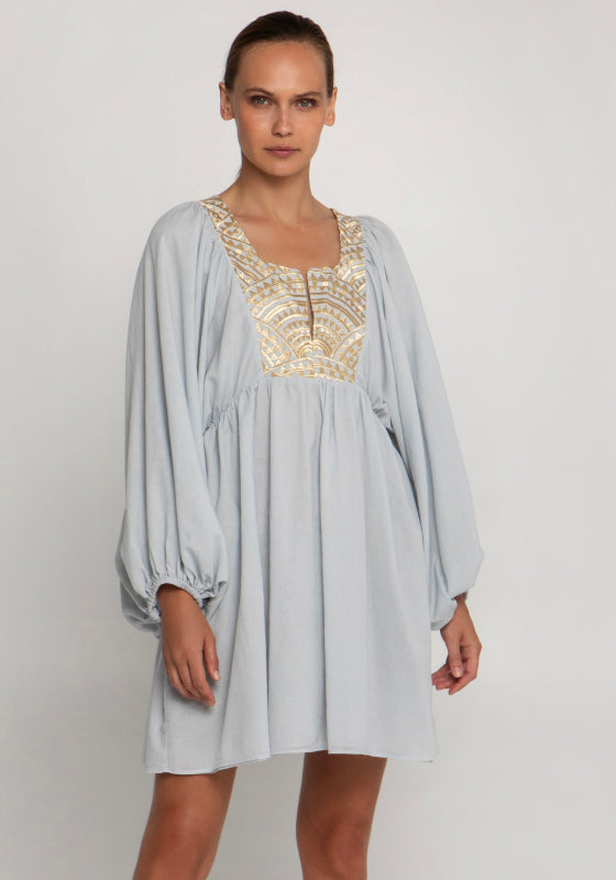 Triangle Long Sleeve Mini Dress Grey
