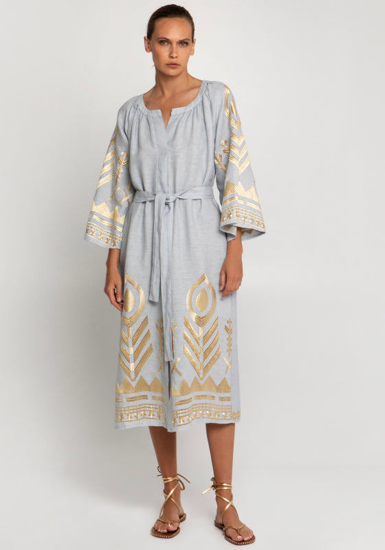 Feather Midi Dress Grey