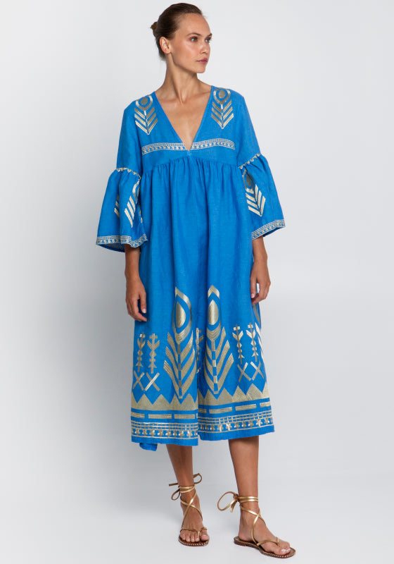 Feather Midi Kaftan Blue