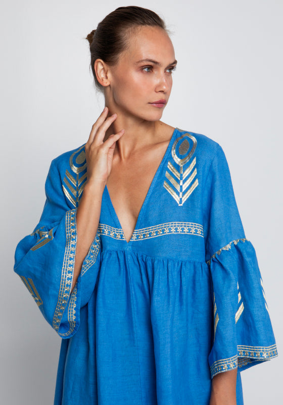 Feather Midi Kaftan Blue
