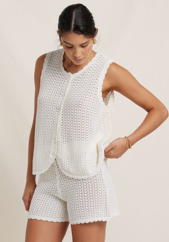 Pointelle Vest Seashell