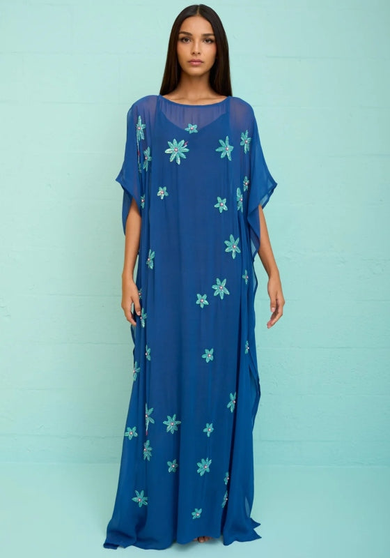 Cordelia Beaded Kaftan Navy