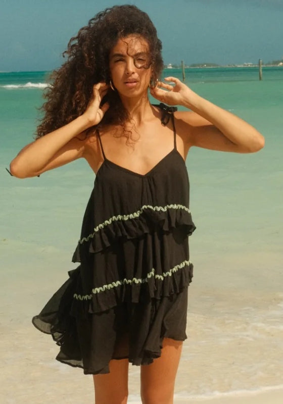 Ruffle Tiered Dress Black
