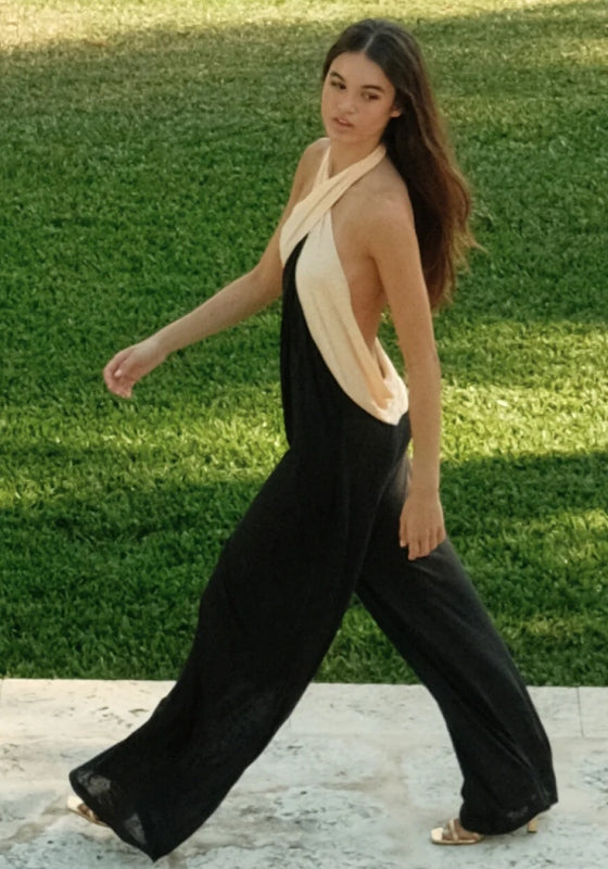 Colour Block Jumpsuit Black