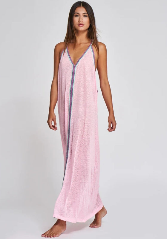 Cheetah Maxi Sundress Light Pink