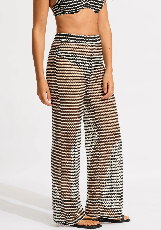 Mesh Effect Beach Pant Black
