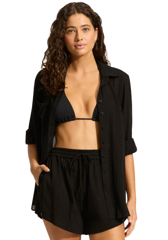 Crinkle Beach Shorts Black