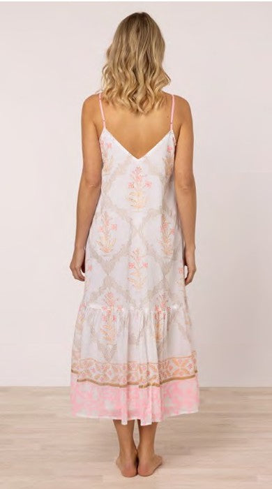 Cage Block Midi Dress Pink Grapefruit