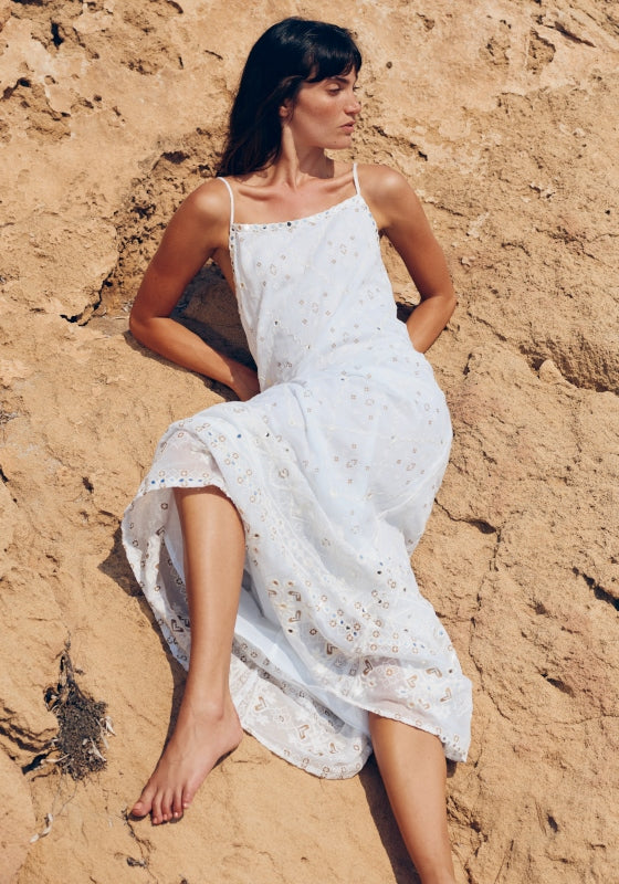 Mosaic Maxi Dress White