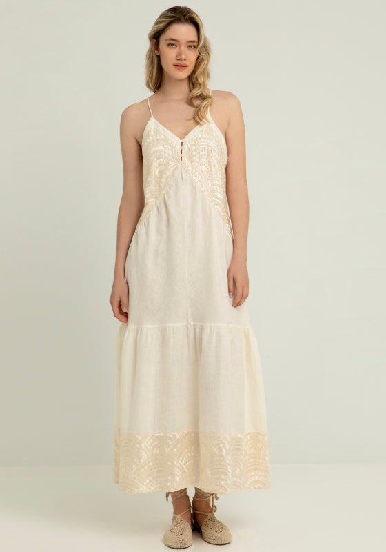 Triangle Strappy Maxi Dress Natural