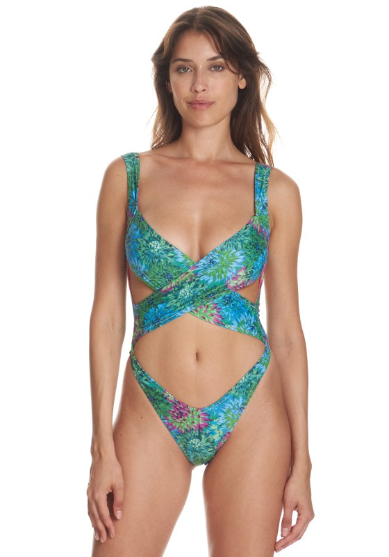 Exotica Swimsuit Green Flowers