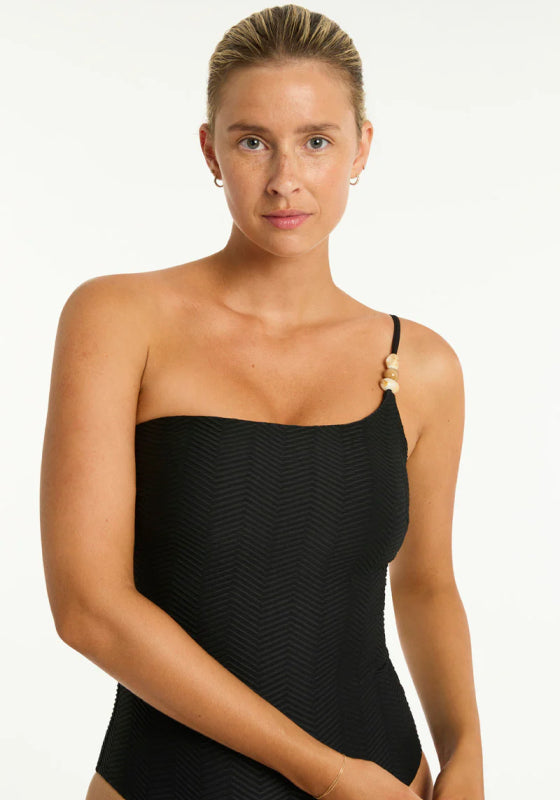 Caracus One Shoulder Swimsuit Black