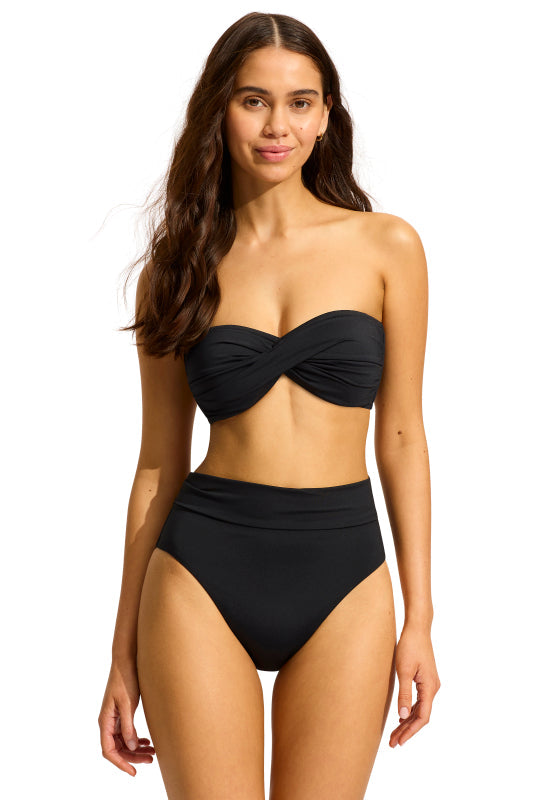 Twist Bandeau High Waist Bikini Black