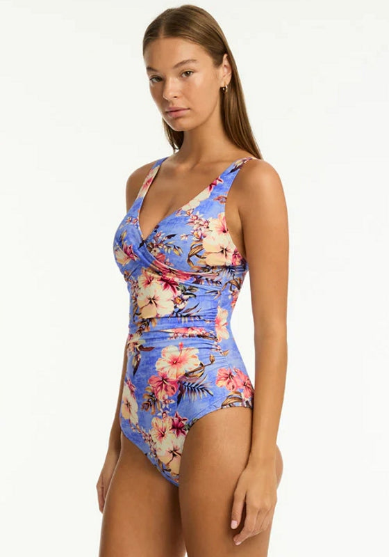 Twist Front Swimsuit Blue Hawaii